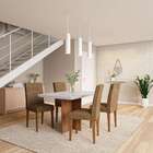 Conjunto De Mesa De Jantar Bilbao I Com Tampo De Vidro Off Wh