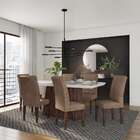 Conjunto De Mesa De Jantar Clara I Com Vidro E 6 Cadeiras Gré