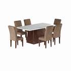 Conjunto De Mesa De Jantar Clara I Com Vidro E 6 Cadeiras Gré