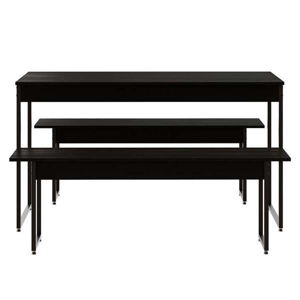 Conjunto De Mesa De Jantar Com 2 Bancos Studio Preto
