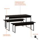 Conjunto De Mesa De Jantar Com 2 Bancos Studio Preto