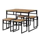 Conjunto De Mesa De Jantar Com 4 Bancos Wooden Carvalho E Pre