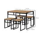 Conjunto De Mesa De Jantar Com 4 Bancos Wooden Carvalho E Pre