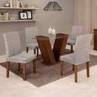 Conjunto De Mesa De Jantar Com 4 Cadeiras Classic Suede Choco