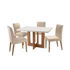 Conjunto De Mesa De Jantar Com 4 Cadeiras Talia Veludo Off Wh