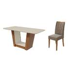 Conjunto De Mesa De Jantar Com 6 Cadeiras Apogeu Suede Off Wh
