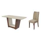 Conjunto De Mesa De Jantar Com 6 Cadeiras Apogeu Veludo Off W