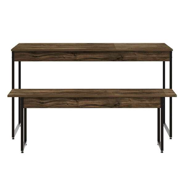 Conjunto De Mesa De Jantar Com Banco Studio Carvalho Dark E P