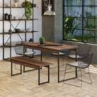 Conjunto De Mesa De Jantar Com Banco Studio Nogal E Preto