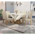 Conjunto De Mesa De Jantar Com Tampo De Vidro E 6 Cadeiras Ch