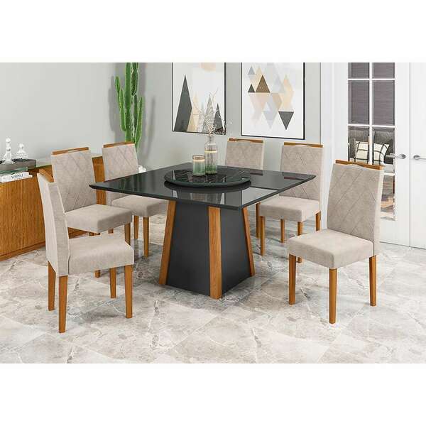 Conjunto De Mesa De Jantar Com Tampo Giratório Júlia E 6 Cade