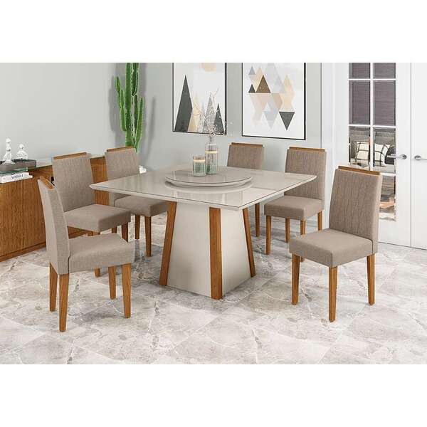 Conjunto De Mesa De Jantar Com Tampo Giratório Júlia E 6 Cade