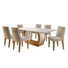 Conjunto De Mesa De Jantar Com Tampo Off White E 6 Cadeiras M
