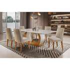 Conjunto De Mesa De Jantar Com Tampo Off White E 6 Cadeiras M