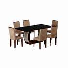 Conjunto De Mesa De Jantar Com Vidro E 6 Cadeiras Sienna Ii S