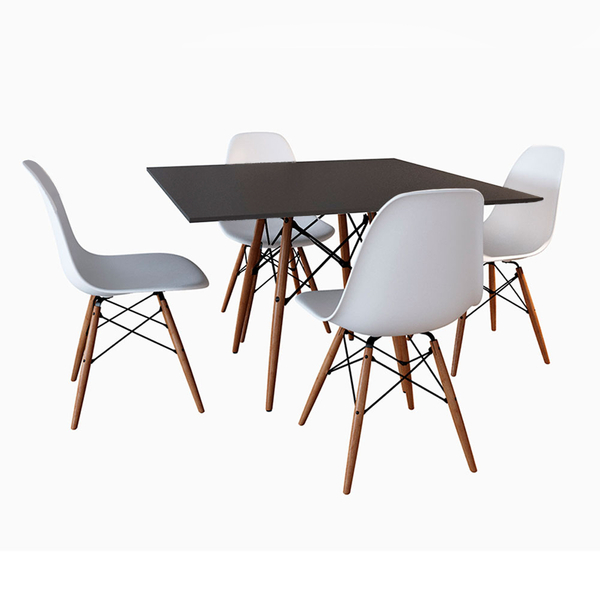 Conjunto De Mesa De Jantar Eames Eiffel Quadrada 90cm Tampo D