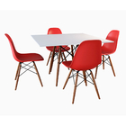 Conjunto De Mesa De Jantar Eames Eiffel Quadrada 90cm Tampo D