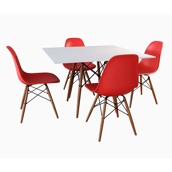 Conjunto De Mesa De Jantar Eames Eiffel Quadrada 90cm Tampo D