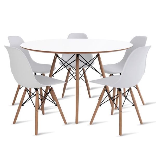 Conjunto De Mesa De Jantar Eames Eiffel Redonda 100cm Tampo D