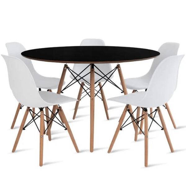 Conjunto De Mesa De Jantar Eames Eiffel Redonda 100cm Tampo D