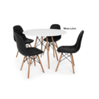 Conjunto De Mesa De Jantar Eames Eiffel Redonda 100cm Tampo D
