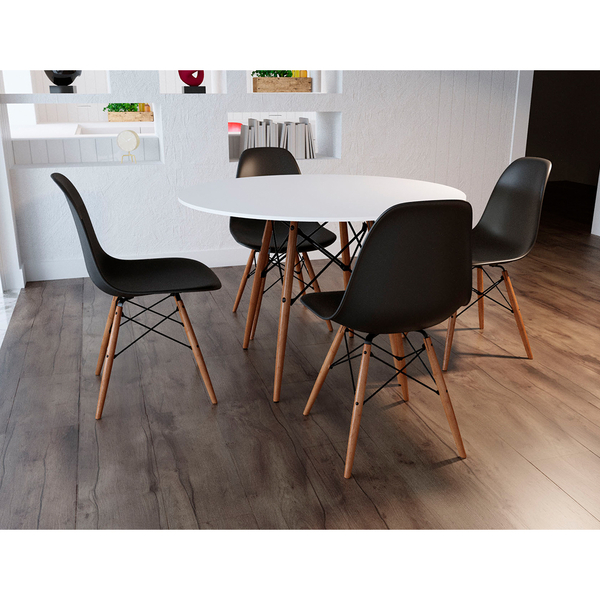 Conjunto De Mesa De Jantar Eames Eiffel Redonda 110cm Tampo D