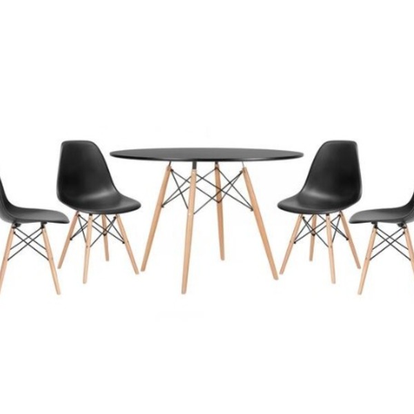 Conjunto De Mesa De Jantar Eames Eiffel Redonda 110cm Tampo D