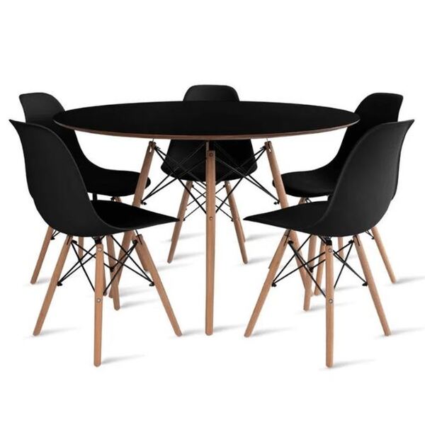 Conjunto De Mesa De Jantar Eames Eiffel Redonda 110cm Tampo D