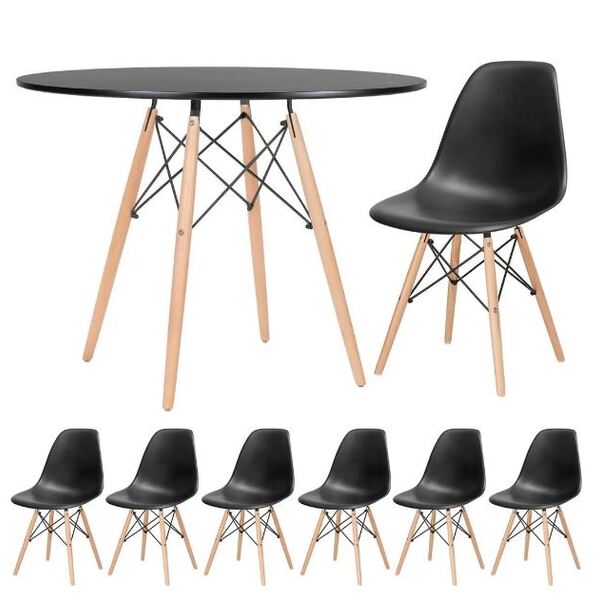 Conjunto De Mesa De Jantar Eames Eiffel Redonda 110cm Tampo D