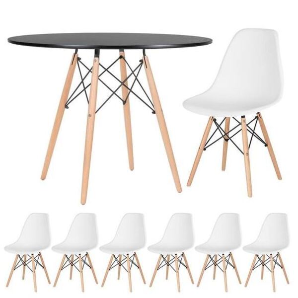 Conjunto De Mesa De Jantar Eames Eiffel Redonda 110cm Tampo D