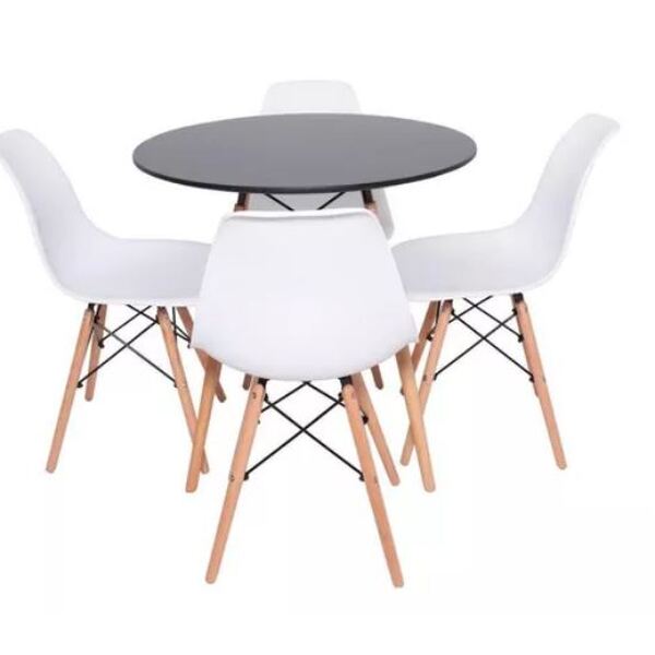 Conjunto De Mesa De Jantar Eames Eiffel Redonda 110cm Tampo D