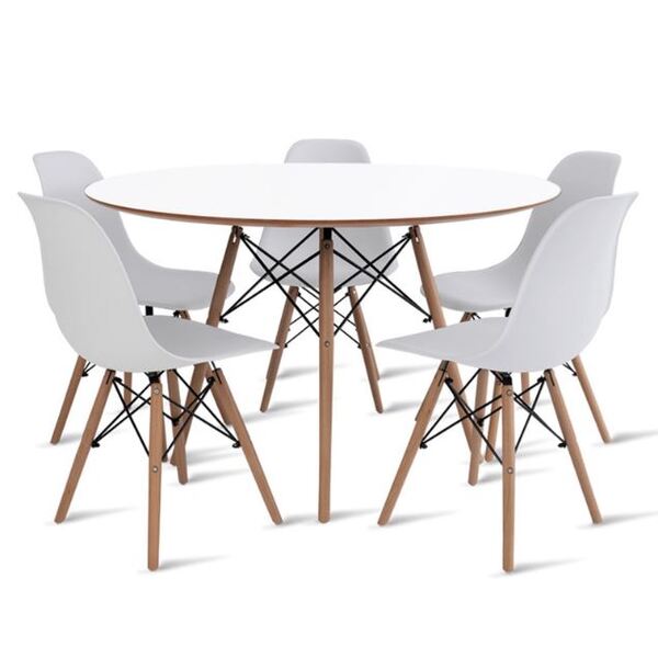 Conjunto De Mesa De Jantar Eames Eiffel Redonda 120cm Tampo D