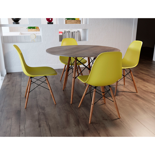 Conjunto De Mesa De Jantar Eames Eiffel Redonda 90cm Tampo De