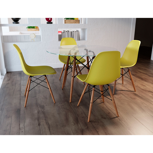 Conjunto De Mesa De Jantar Eames Eiffel Redonda 90cm Tampo De