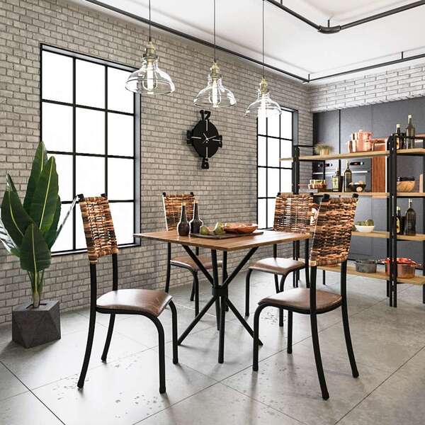 Conjunto De Mesa De Jantar Lizzi Com 4 Cadeiras Estofadas Mad