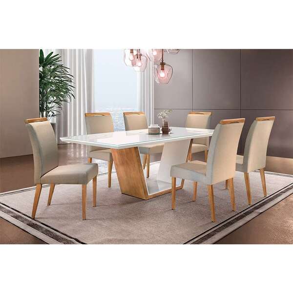 Conjunto De Mesa De Jantar Luna Com 6 Cadeiras Ciana Veludo O