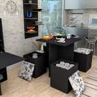 Conjunto De Mesa De Jantar Quadrada Nanda Com 4 Bancos Estofa