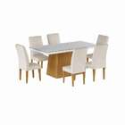 Conjunto De Mesa De Jantar Rebecca I Com Vidro E 6 Cadeiras G
