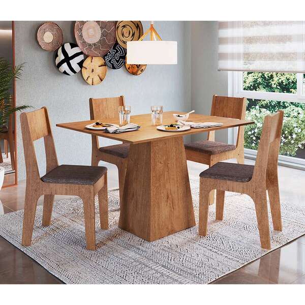 Conjunto De Mesa De Jantar Retangular Com 4 Cadeiras Cairo Po