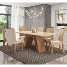 Conjunto De Mesa De Jantar Retangular Com Tampo De  Vidro E 6