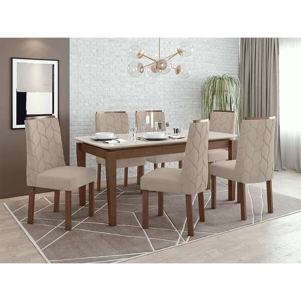 Conjunto De Mesa De Jantar Retangular Com Tampo De Vidro Off