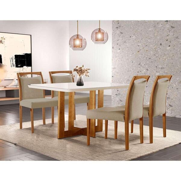 Conjunto De Mesa De Jantar Retangular Com Tampo De Vidro Off