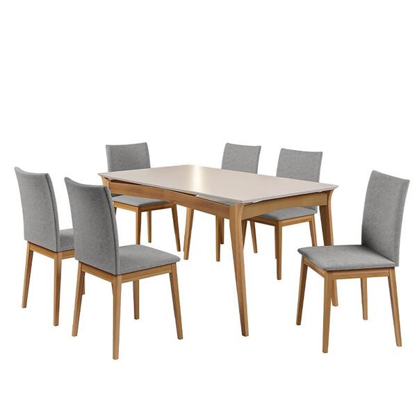 Conjunto De Mesa De Jantar Rubi 180x90cm Com 6 Cadeiras Rubi