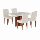 Conjunto De Mesa De Jantar Vegas I Com Tampo De Vidro Off Whi
