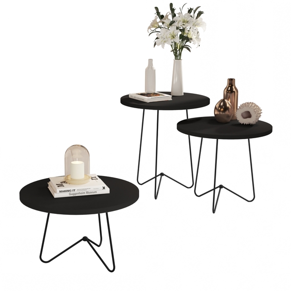 Conjunto De Mesa Decorativo Jb 8004 8005 8006 Preto - Jb Bech