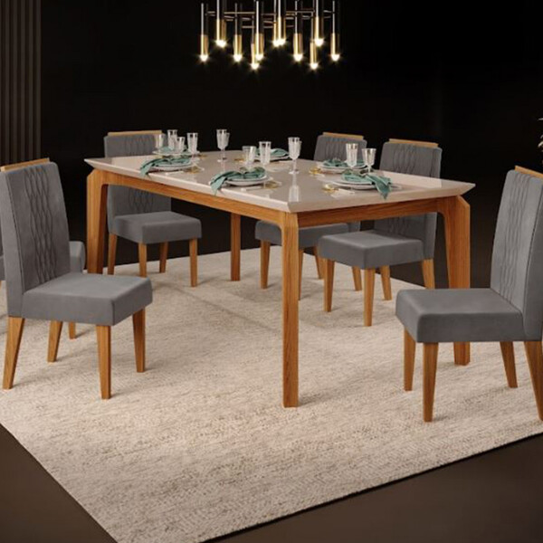 Conjunto De Mesa Dj Rouge 1,70x0,90 6 Cadeiras 278-001-967-022