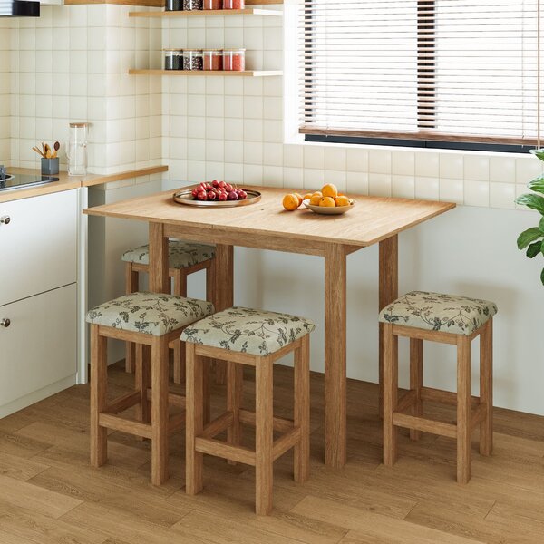 Conjunto De Mesa Dobrável Com 4 Bancos Romana  Inovata/linho
