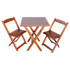 Conjunto De Mesa Dobrável Madeira 60x60 Com 2 Cadeiras Imbuia