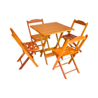 Conjunto De Mesa Dobrável Quadrada 0,78m 4 Cadeiras Madeira M