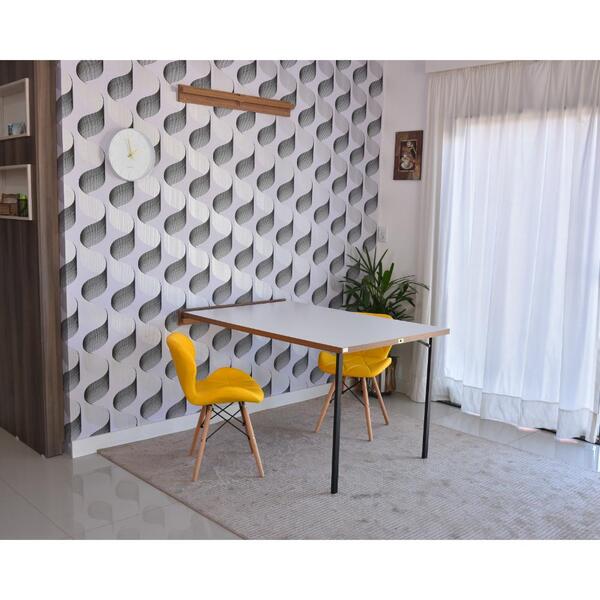 Conjunto De Mesa Dobrável Retrátil 1,40 Branco/noronha + 2 Ca